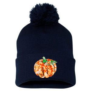 Tie Dye Fall Autumn Pumpkins Pom Pom 12in Knit Beanie