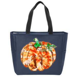 Tie Dye Fall Autumn Pumpkins Zip Tote Bag