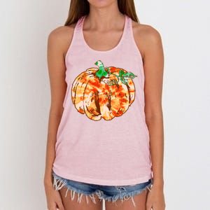 Tie Dye Fall Autumn Pumpkins Women's Knotted Racerback Tank