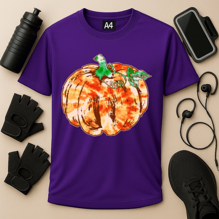 Tie Dye Fall Autumn Pumpkins Cooling Performance Crew T-Shirt