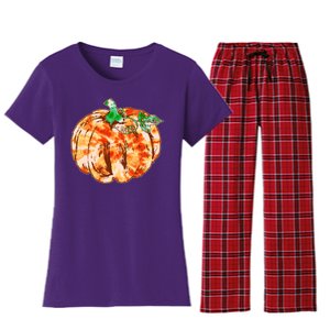 Tie Dye Fall Autumn Pumpkins Women's Flannel Pajama Set