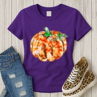 Tie Dye Fall Autumn Pumpkins Womens T-Shirt