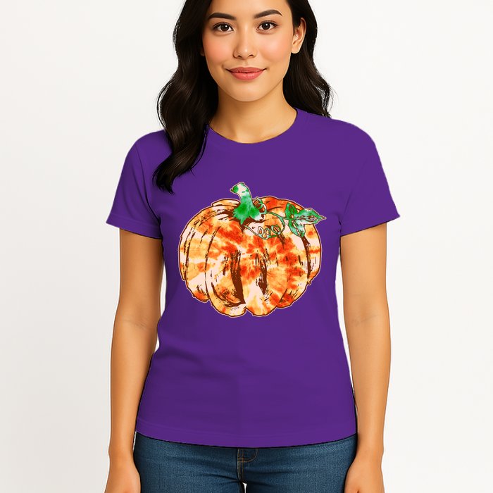 Tie Dye Fall Autumn Pumpkins Womens T-Shirt