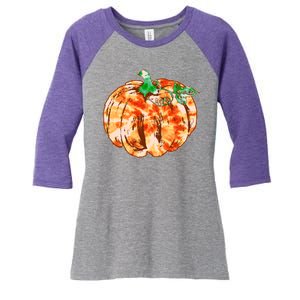 Tie Dye Fall Autumn Pumpkins Women's Tri-Blend 3/4-Sleeve Raglan Shirt