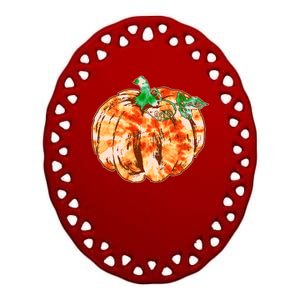 Tie Dye Fall Autumn Pumpkins Ceramic Oval Ornament