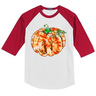 Tie Dye Fall Autumn Pumpkins Kids Colorblock Raglan Jersey