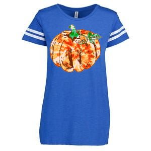 Tie Dye Fall Autumn Pumpkins Enza Ladies Jersey Football T-Shirt