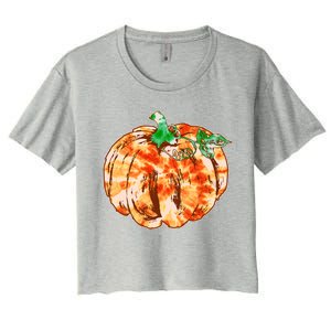 Tie Dye Fall Autumn Pumpkins Women's Crop Top Tee