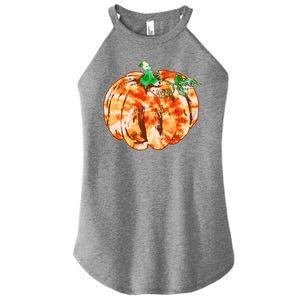 Tie Dye Fall Autumn Pumpkins Women's Perfect Tri Rocker Tank