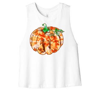 Tie Dye Fall Autumn Pumpkins Women's Racerback Cropped Tank