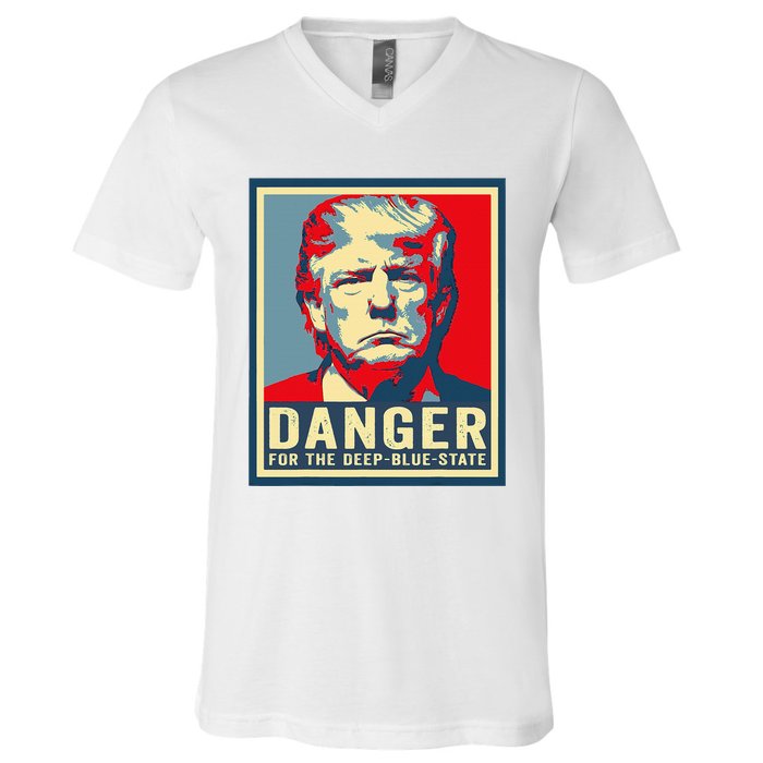 Trump Danger For The Deepbluestate V-Neck T-Shirt