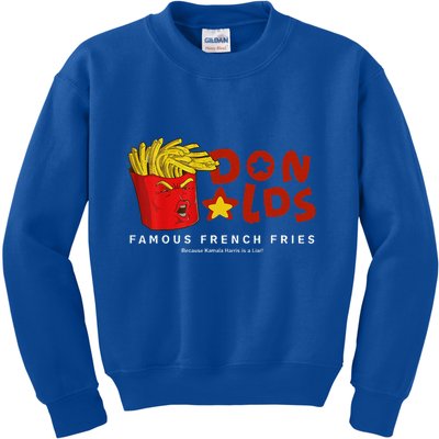 Trump Donalds Famous French Fries Because Kamala Is Liar Kids Sweatshirt