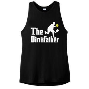 The Dinkfather Funny Pickleball Player Paddleball Lover Ladies PosiCharge Tri-Blend Wicking Tank