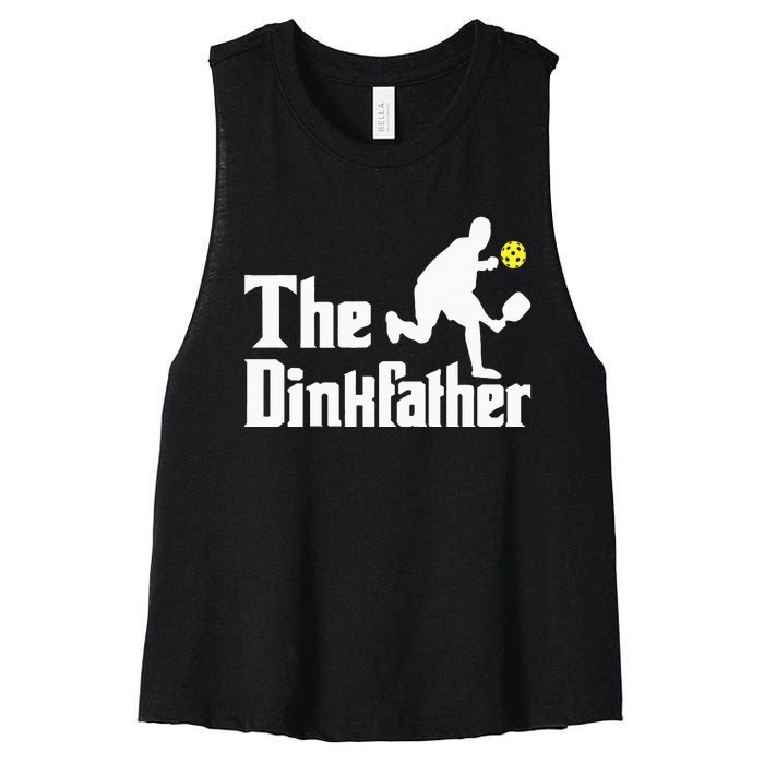 The Dinkfather Funny Pickleball Player Paddleball Lover Women's Racerback Cropped Tank