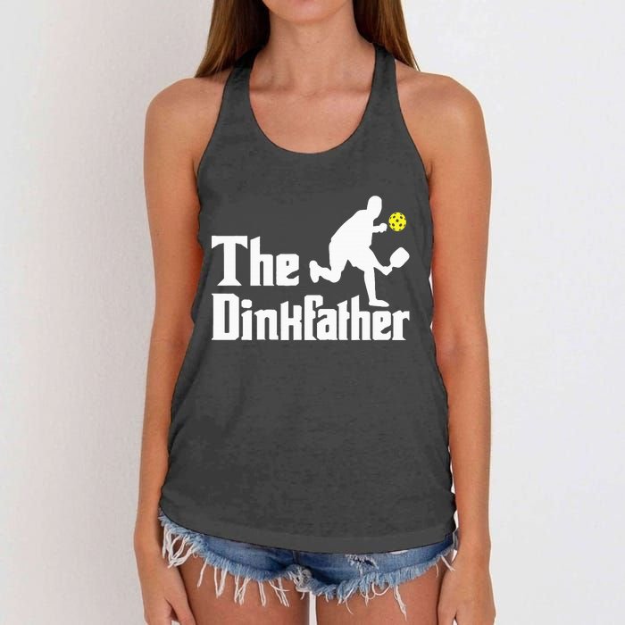 The Dinkfather Funny Pickleball Player Paddleball Lover Women's Knotted Racerback Tank