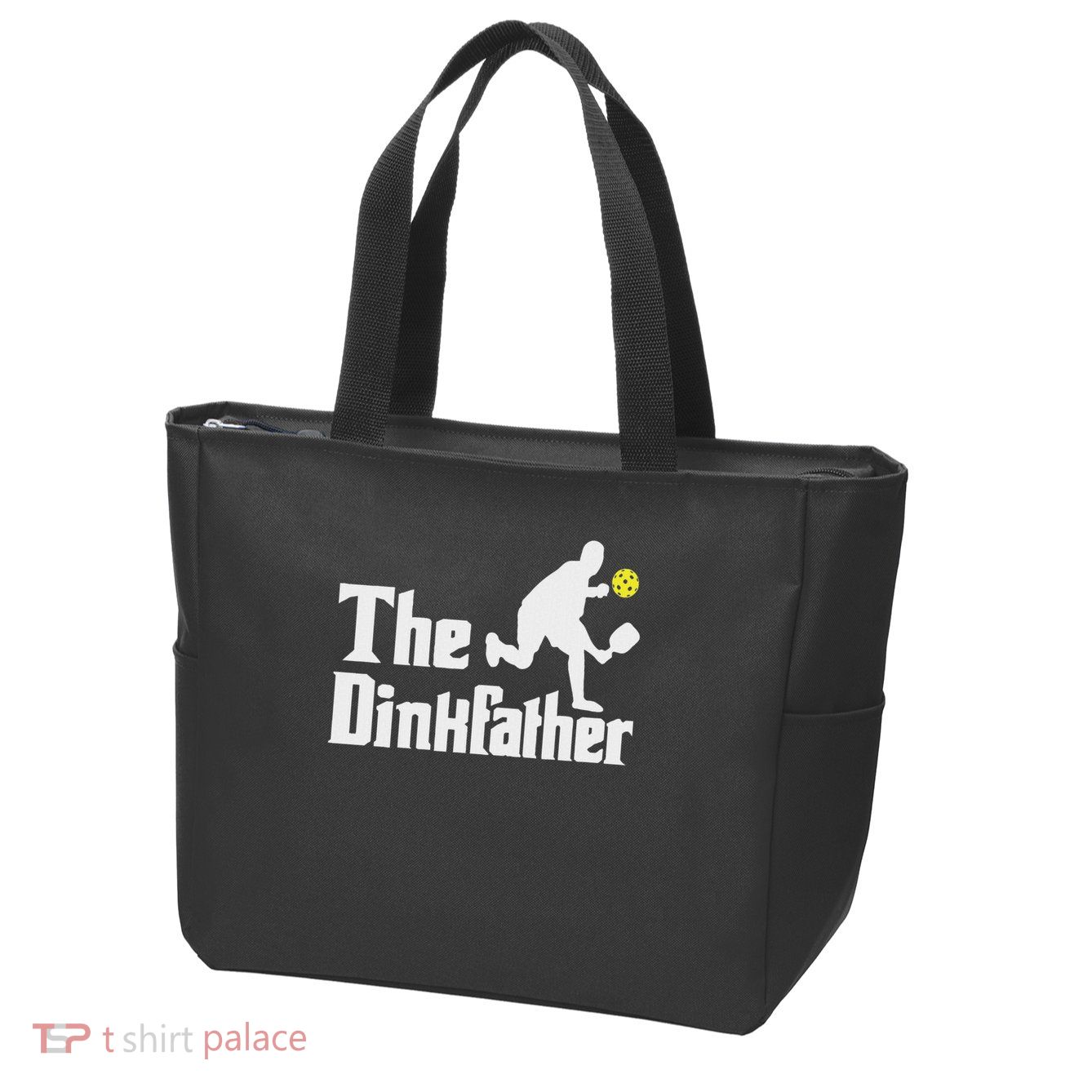 The Dinkfather Funny Pickleball Player Paddleball Lover Zip Tote Bag