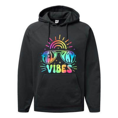 Tie Dye Field Day Vibes Last Day Of School Field Day Teacher Students Performance Fleece Hoodie