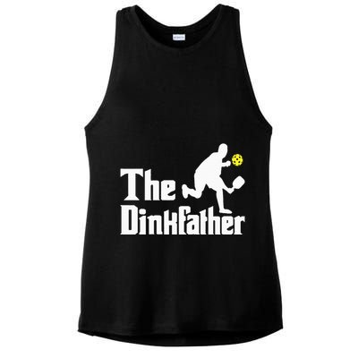 The Dinkfather Funny Pickleball Player Paddleball Lover Ladies PosiCharge Tri-Blend Wicking Tank