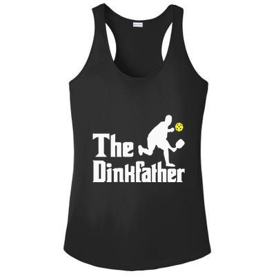 The Dinkfather Funny Pickleball Player Paddleball Lover Ladies PosiCharge Competitor Racerback Tank