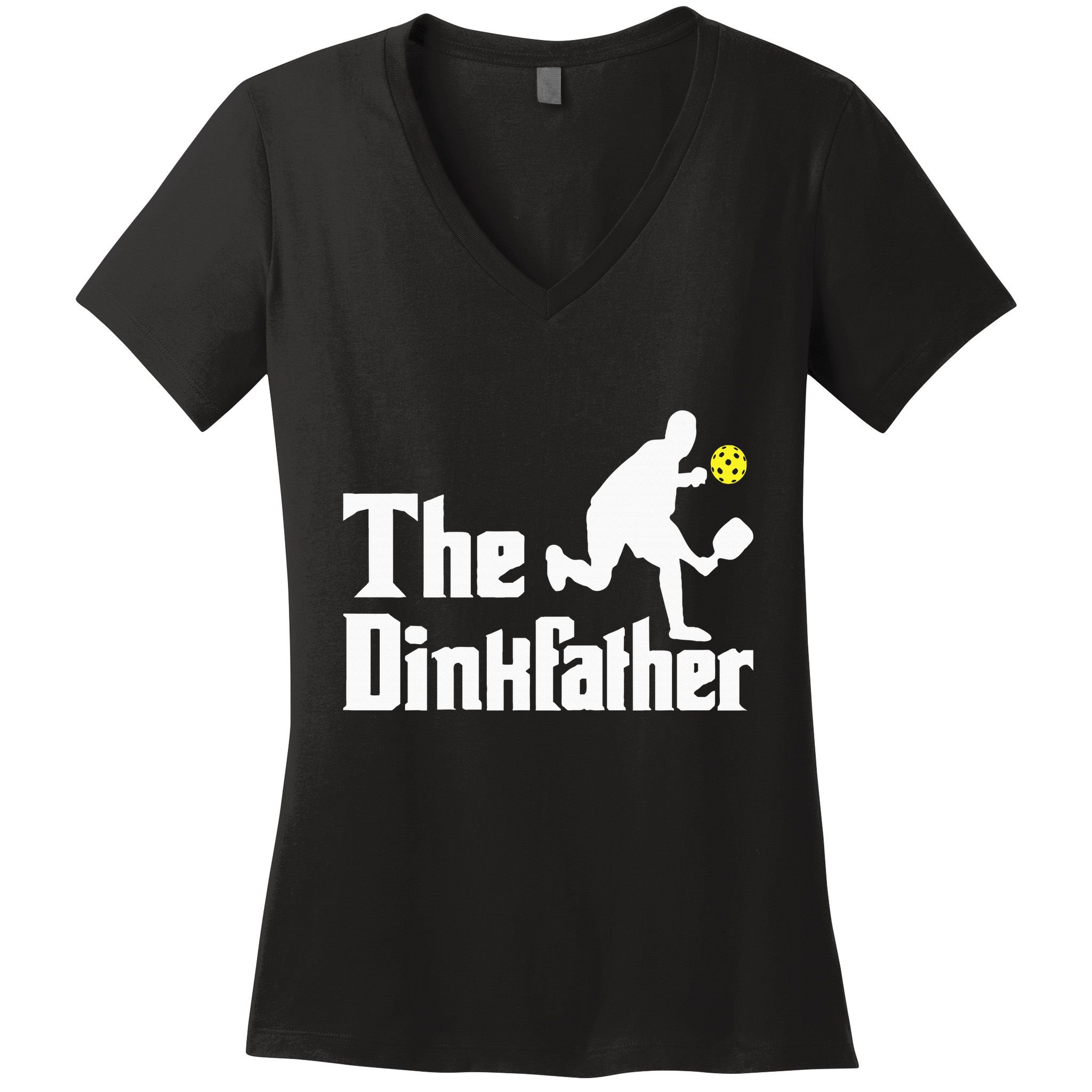 The Dinkfather Funny Pickleball Player Paddleball Lover Women's V-Neck T-Shirt
