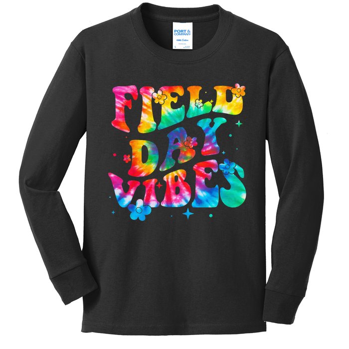 Tie Dye Field Day Vibes Last Day Of School Field Day Teacher Kids Long Sleeve Shirt