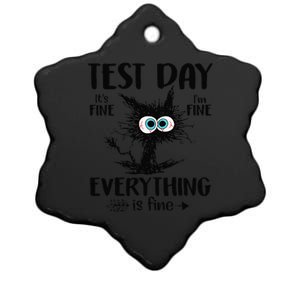 Test Day Funny Stressed Cat Teacher Student Testing Day Cute Ceramic Star Ornament