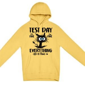 Test Day Funny Stressed Cat Teacher Student Testing Day Premium Pullover Hoodie