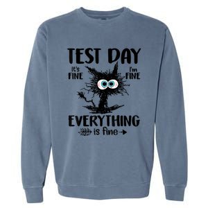 Test Day Funny Stressed Cat Teacher Student Testing Day Garment-Dyed Sweatshirt