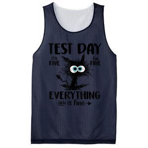 Test Day Funny Stressed Cat Teacher Student Testing Day Mesh Reversible Basketball Jersey Tank