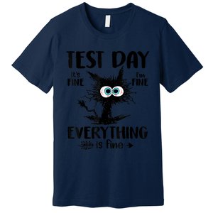 Test Day Funny Stressed Cat Teacher Student Testing Day Premium T-Shirt