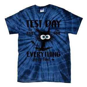 Test Day Funny Stressed Cat Teacher Student Testing Day Tie-Dye T-Shirt