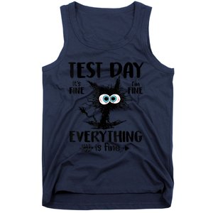 Test Day Funny Stressed Cat Teacher Student Testing Day Tank Top