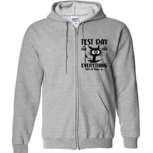 Test Day Funny Stressed Cat Teacher Student Testing Day Full Zip Hoodie