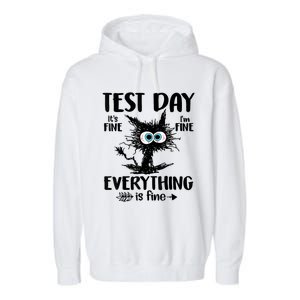 Test Day Funny Stressed Cat Teacher Student Testing Day Garment-Dyed Fleece Hoodie