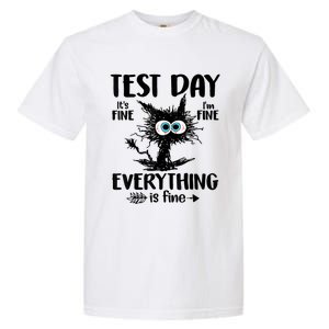 Test Day Funny Stressed Cat Teacher Student Testing Day Garment-Dyed Heavyweight T-Shirt