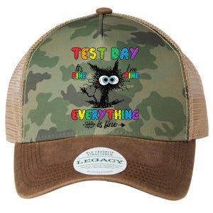 Test Day Funny Stressed Cat Teacher Student Testing Day Gift Legacy Tie Dye Trucker Hat