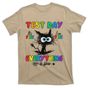 Test Day Funny Stressed Cat Teacher Student Testing Day Gift T-Shirt