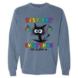 Test Day Funny Stressed Cat Teacher Student Testing Day Garment-Dyed Sweatshirt