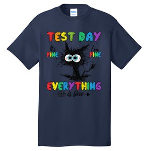 Test Day Funny Stressed Cat Teacher Student Testing Day Tall T-Shirt