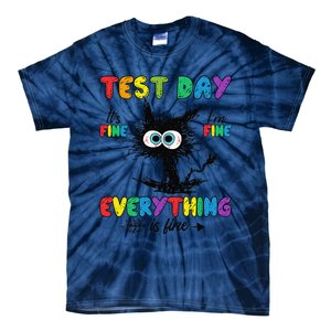 Test Day Funny Stressed Cat Teacher Student Testing Day Tie-Dye T-Shirt