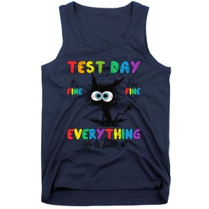 Test Day Funny Stressed Cat Teacher Student Testing Day Tank Top