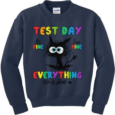 Test Day Funny Stressed Cat Teacher Student Testing Day Kids Sweatshirt