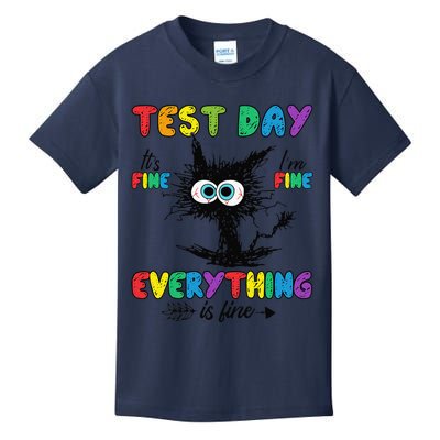 Test Day Funny Stressed Cat Teacher Student Testing Day Kids T-Shirt