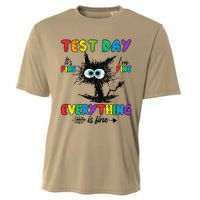 Test Day Funny Stressed Cat Teacher Student Testing Day Cooling Performance Crew T-Shirt