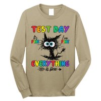 Test Day Funny Stressed Cat Teacher Student Testing Day Long Sleeve Shirt