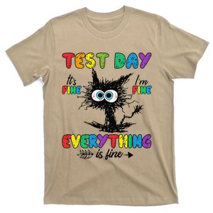 Test Day Funny Stressed Cat Teacher Student Testing Day T-Shirt