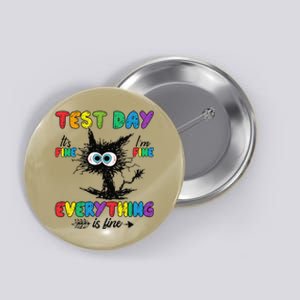 Test Day Funny Stressed Cat Teacher Student Testing Day Button