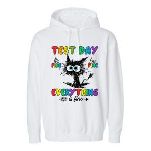 Test Day Funny Stressed Cat Teacher Student Testing Day Garment-Dyed Fleece Hoodie