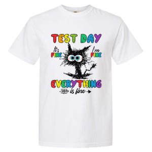 Test Day Funny Stressed Cat Teacher Student Testing Day Garment-Dyed Heavyweight T-Shirt