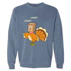 Thanksgiving Dog Fake Dog Woof Thanksgiving Turkey Garment-Dyed Sweatshirt